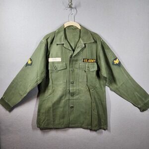 Vintage US Army OG-107 Fatigue Shirt Type III Cotton Sateen‎ 1965 DSA 1-9408